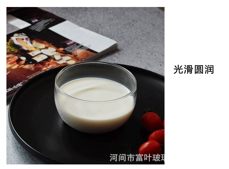 Heat-Resistant Glass Bowl Salad Bowl Fruit Bowl Yogurt Jelly Double-layer Milk Custard Cup Microwave Cooking Transparent Factory