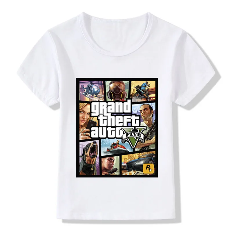 2020 детские длинные футболки с GTA 5 летние топы для мальчиков и девочек одежда