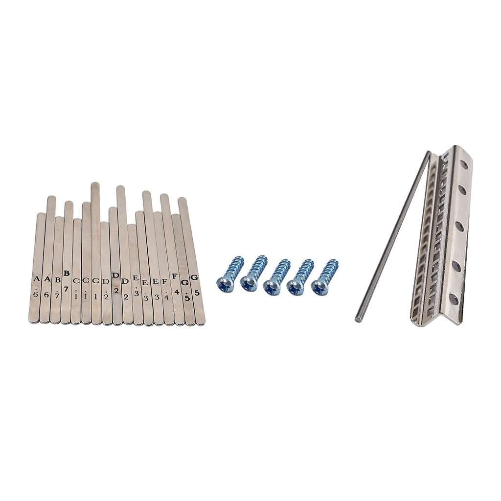 Tooyful Exquisite 1 Pack Stainless Steel Keys Kits Hardware for 17 Keys Thumb Piano Kalimba Replacement Parts DIY