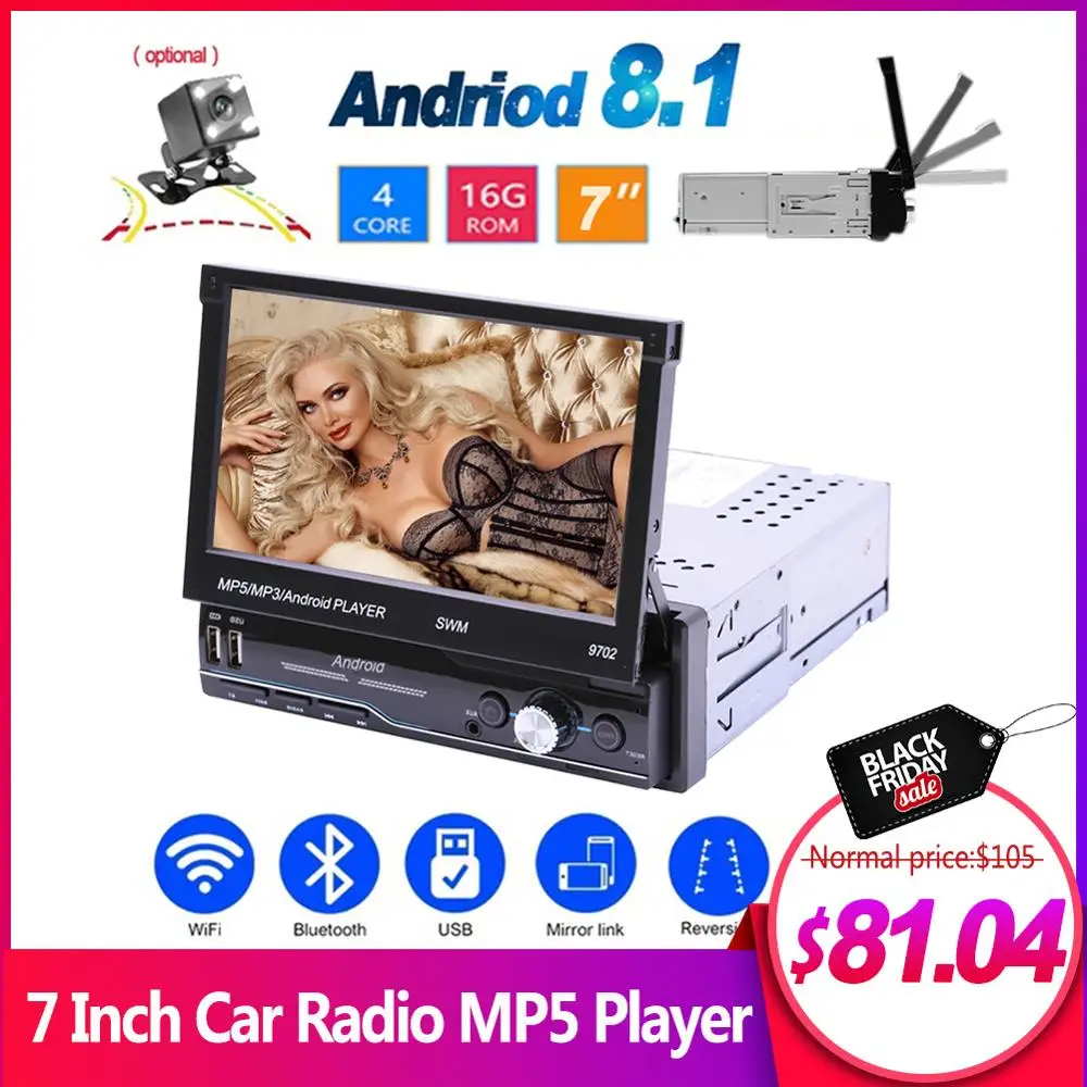  7 pulgadas coche Radio Android 81 GPS navegación Wifi USB carga 1 Din HD pantalla táctil coche repr