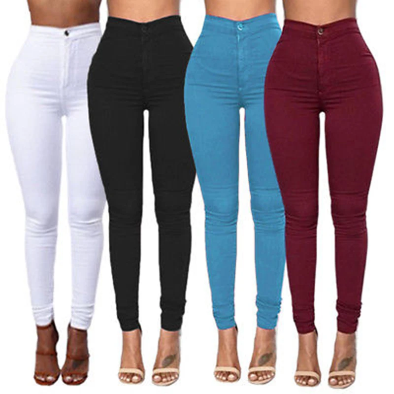 

VISNXGI Womens Plus Size Skinny Jeans Stretch Jeans Pencil Black And White High Waist Elastic Female Washed Denim Pencil Pants
