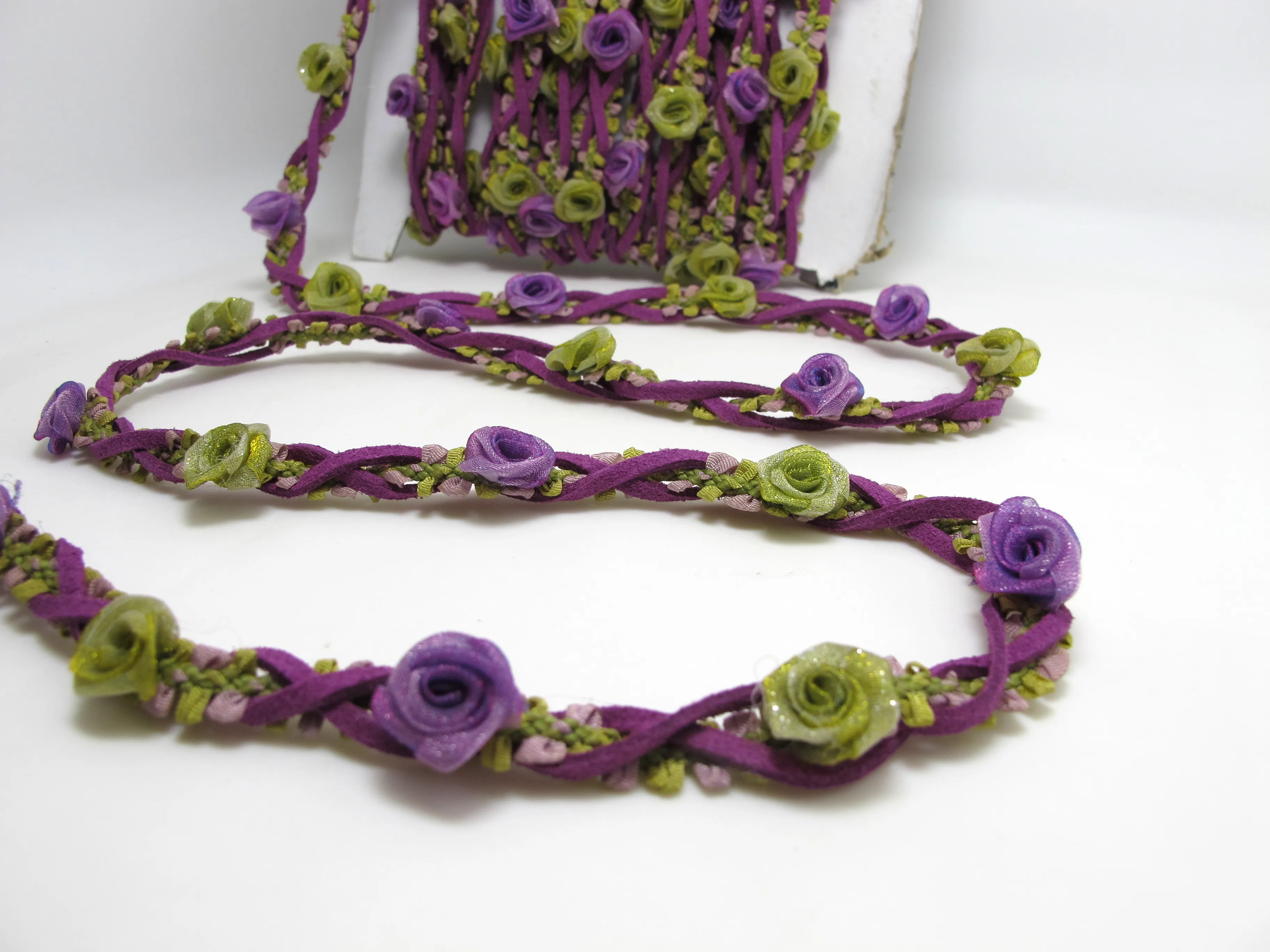 Braided Niva Rococo Trim with Faux Suede Leather|Braided Twine|Twisted Cord|Headband Trim|Vine Trim|Floral Decorative Ribbon