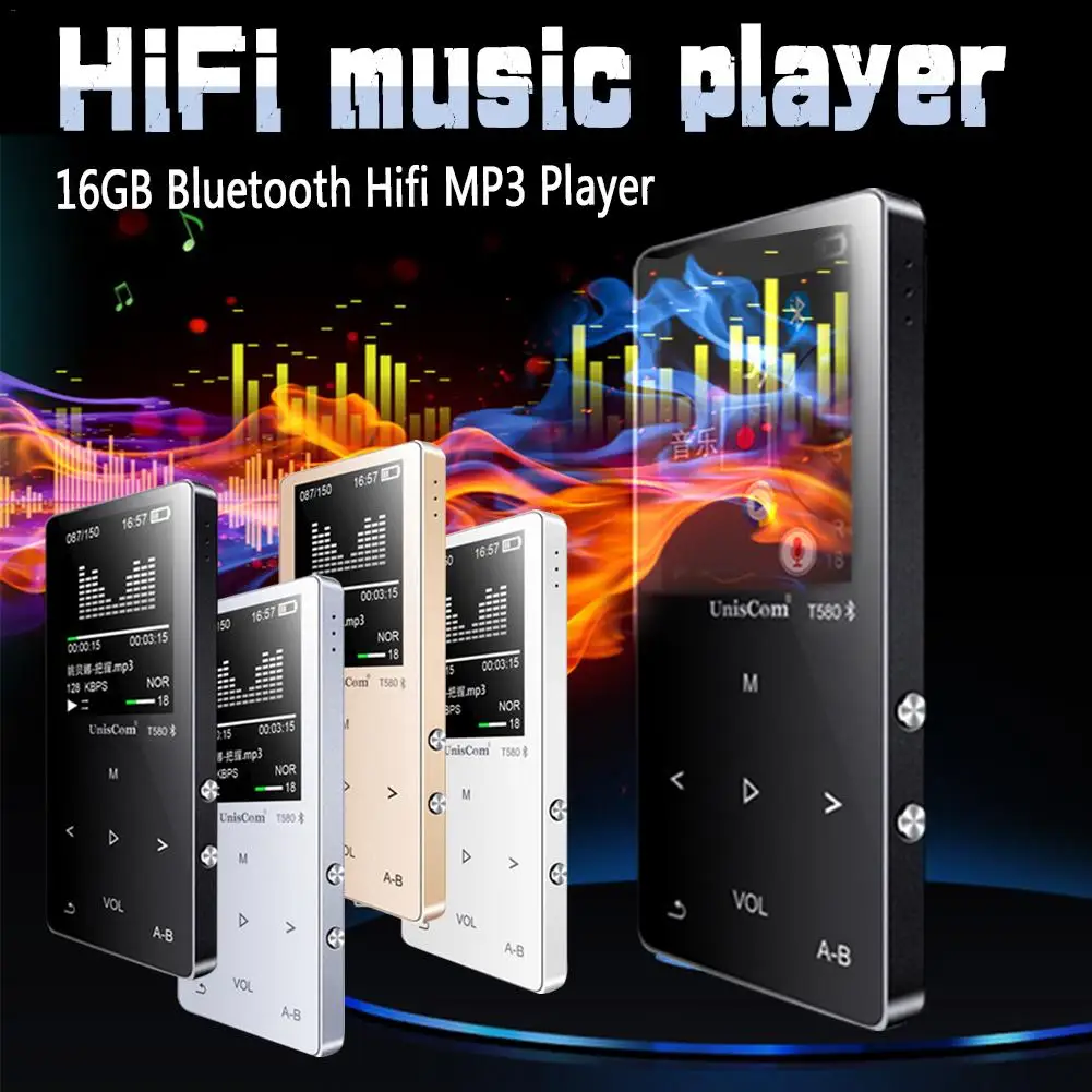 

Metal Bluetooth Sport Hifi MP3 Player Portable Audio 16GB with Built-in Speaker FM Radio APE Flac Music Player OTG Download