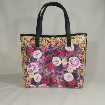 

large black tote bag flower genuine leather handbags for girls straw beach totes just star herald fashion graffiti travelbag