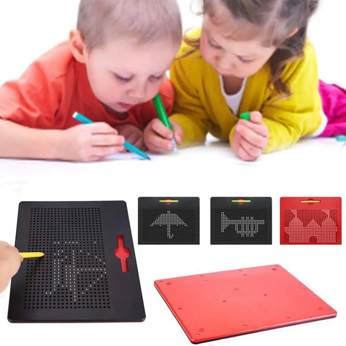 Drawing Toys For Children Magnetic Tablet Magnet Pad Drawing Board Magnetic Steel Beads Ball Kids Learning Toy Gifts 33.5x25.5cm