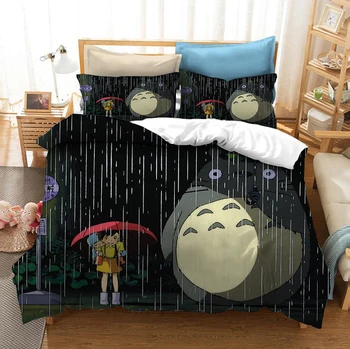 

Cartoon Anime Totoro Bedding Set Bedroom Decor Kids Gift Hypoallergenic Quilt Cover 1PC Duvet Cover with Pillowcase Dropship