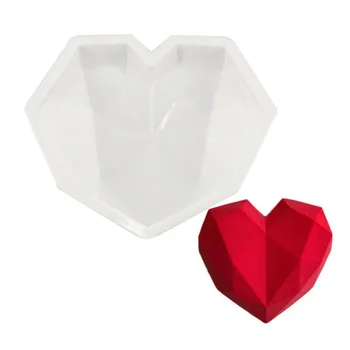 

3D Diamond Love Heart Shape Silicone Molds for Baking Sponge Chiffon Mousse Dessert Cake Molds Food Grade