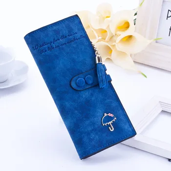 

2019 luxury brand designer long hasp women wallet clutch leather tassel zipper purse with Umbrella card holder Coin Money Bag