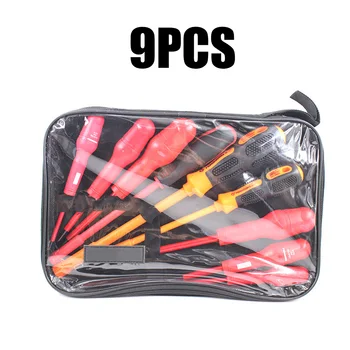 

9pcs Screwdrivers Red 1000V Chrome vanadium steel Carry Bag Cross Slotted