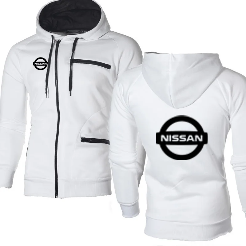 Куртка Для мужчин Nissan автомобильные брелки с логотипом печати Повседневное в стиле «хип-хоп» Толстовка Harajuku толстовки с капюшоном мужская молния толстовки человек одежда с капюшоном - Цвет: Белый