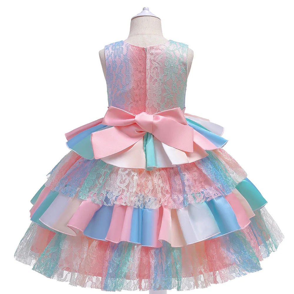 Girls Summer Lace Cake Puffy Princess Dress Show Catwalk Dress Color ...