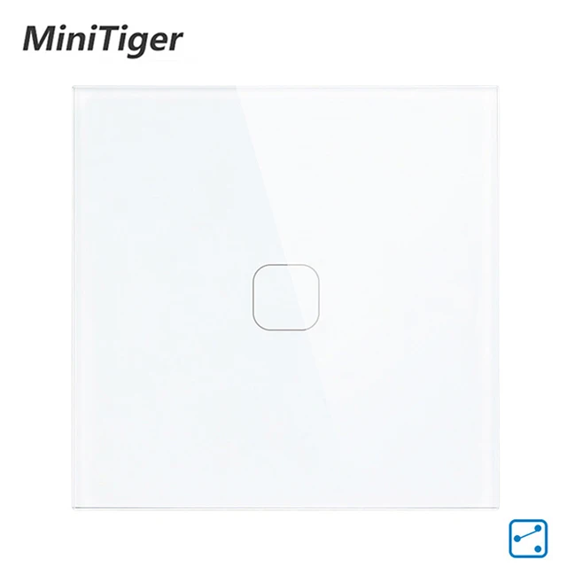 Minitiger ЕС стандартный настенный сенсорный выключатель 1/2 банды 2 способ управления сенсорный экран переключатель, Хрустальная стеклянная панель, 220-250 В - Цвет: 1 Gang 2 Way White