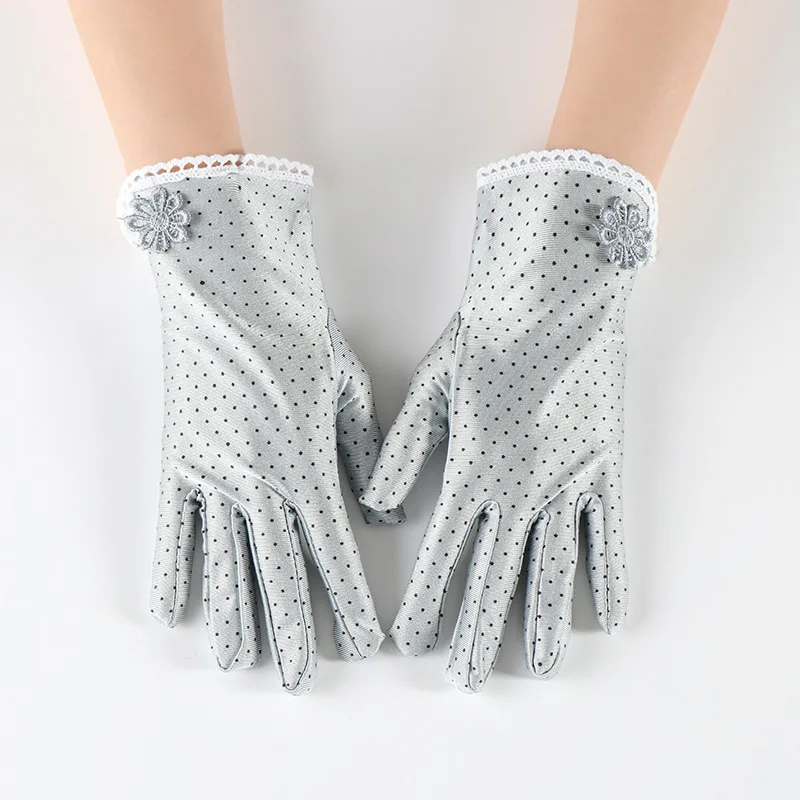 Spring and summer new fashion ladies thin short lace elastic spandex driving sunscreen gloves |