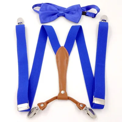 Adolescent 2.5cm candy color suspenders belt ladies 4 clip trousers strap high-grade British elastic strap clip bow tie - Цвет: L