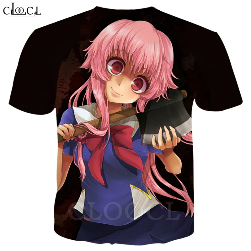 Аниме Future Diary футболка для мужчин и женщин 3D принт мультяшный персонаж гасаи Юно