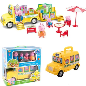 

Peppa Pig Girl Toy Set Cute Pig Ladder Doll Doll Picnic Car Track Villa Castle Pink Pig family Peggy George Family Birthday Gift