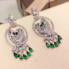 Дизайнерские Модные ювелирные изделия из меди 3а кубического циркония вечерние серьги