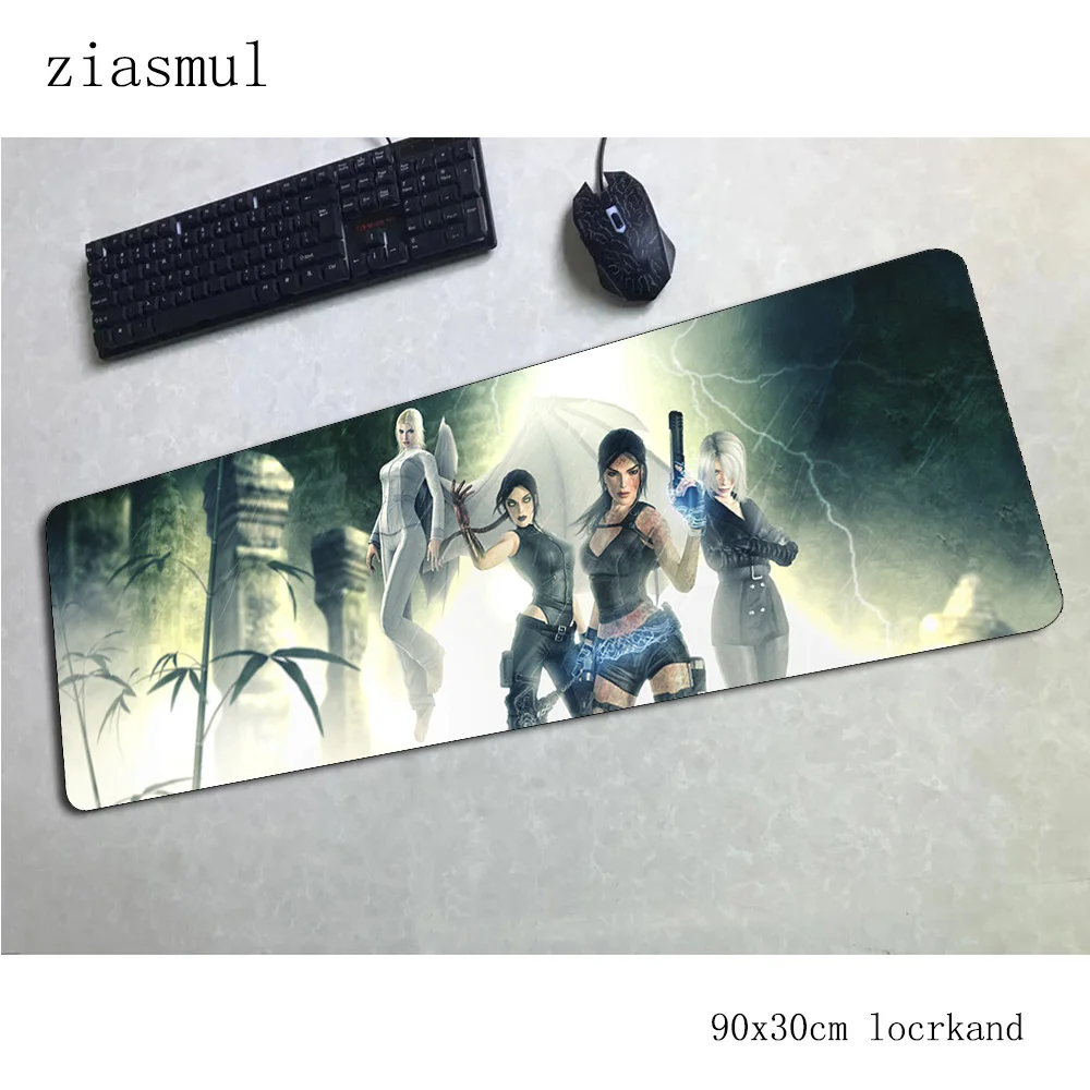 Tomb raider pad mouse 90x30 см компьютерный коврик для мыши Kawaii padmouse большой натуральный резиновый коврик для Мыши Эргономичный гаджет настольные коврики