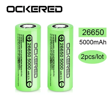 

OCKERED 2pcs/lot Lii-50A 26650 Battery 5000mah Li-ion 3.7v Rechargeable Battery for Flashlight Real Capacity Battery