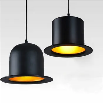 

Retro Pendant Lamp Jazz Top Hat Aluminum Pendant Lamp 220v Outside Black Inside Golden Bar Counter Bedroom Cafe Lamp WF1017
