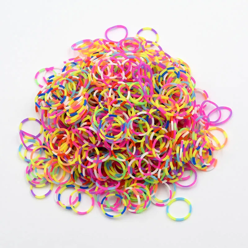 Bandas elásticas de goma para niños, juguetes de pulsera trenzada de goma de arcoíris, accesorios, productos para niños, regalos, 600 Uds.
