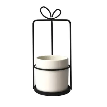 

Electroplating Iron Art Hollowed Out Potted Hydroponic Plants Home Furnishing Decoration Ceramic Flower Pot Stand