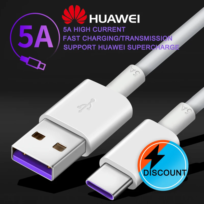

Original Huawei USB 5A Type C Cable P30 P20 Pro lite Mate20 Pro P10 Plus lite USB 3.1 Type-C Super charger Cable for samsung s9