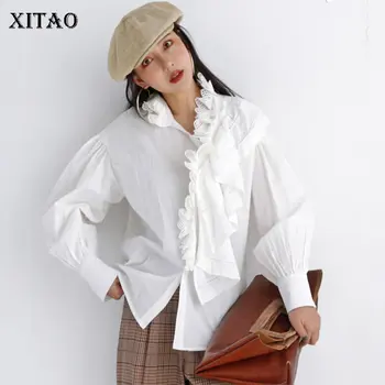 

XITAO Irregular Patchwork Ruffle Shirt Women Clothes 2020 Spring New Fashion Loose Pleated Match All Elegant Blouse DMY3726