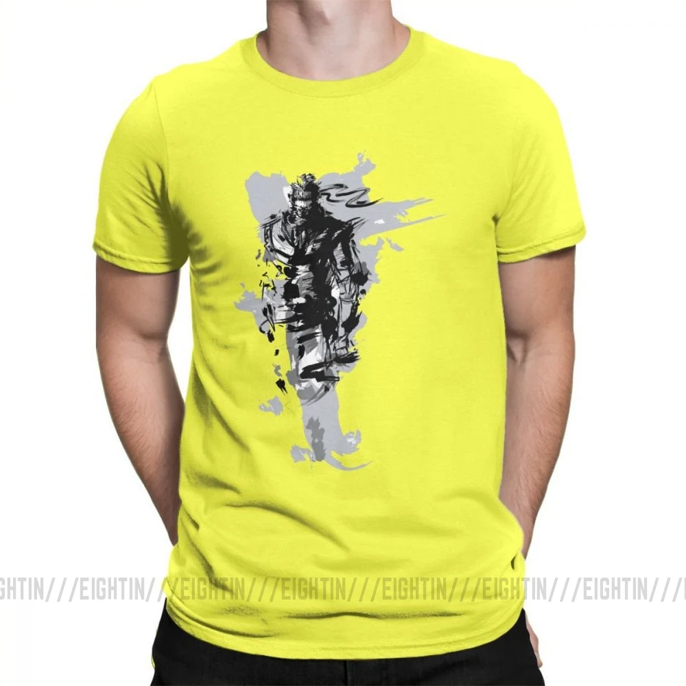 Мужская футболка с металлическим зубчатым принтом «Змея 2»; Новинка; одежда с круглым вырезом и короткими рукавами; футболки из хлопка; серые футболки - Цвет: Цвет: желтый