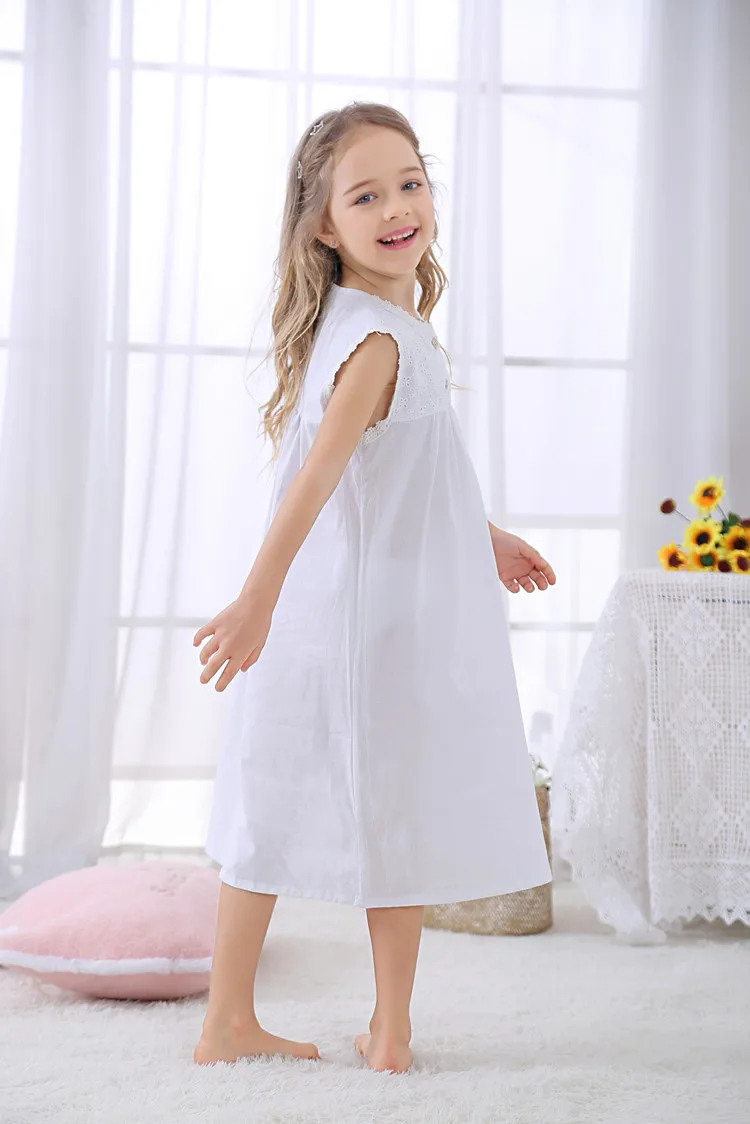 christmas pajama sets Girls Summer Sleeveless Cotton Nightdress Embroidered Children's Dress European  American Princess Nightdress Pajamas Outer Wear nightgowns elegant