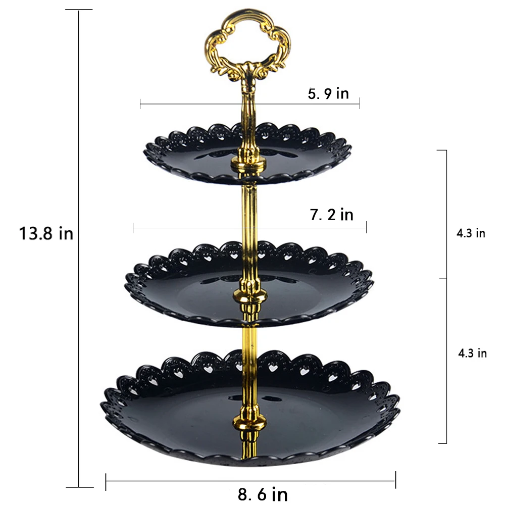 3-Tier Plastic Cupcake Stand Dessert Plates Strong and Steady hand-made Clear Tiered Cake Stand Wedding Cupcake Tower