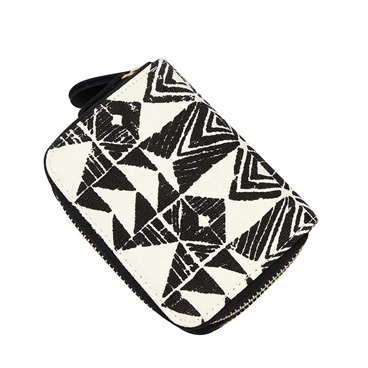 Canvas black white Бизнес-держатель для карт женский/мужской холщовый кошелек для карт женский/мужской двойной банк на молнии/кредитный держатель для карт кошелек 9 бит+ 4 позиции - Цвет: Canvas black white