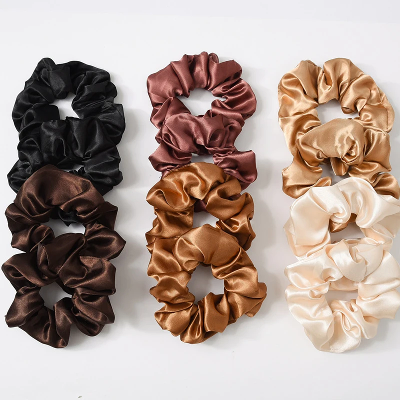 1PC Satin Silk Solid Color Scrunchies Elastic Hair Bands 2019 New Women Girls Hair Accessories Ponytail Holder Hair Ties Rope