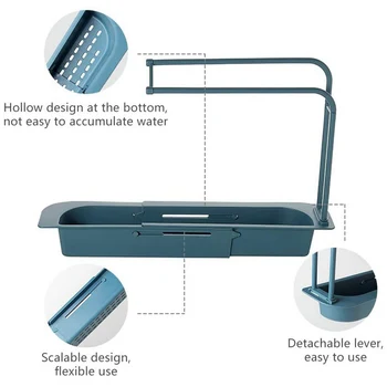 

Telescopic Sink Rack Holder Kitchen Sink Shelf Sponge Drain Rack Cleaning Cloth Storage Holder Utensils Home Accessories