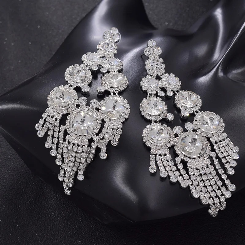 Crystal tassel women earring glass rhinestone (6)