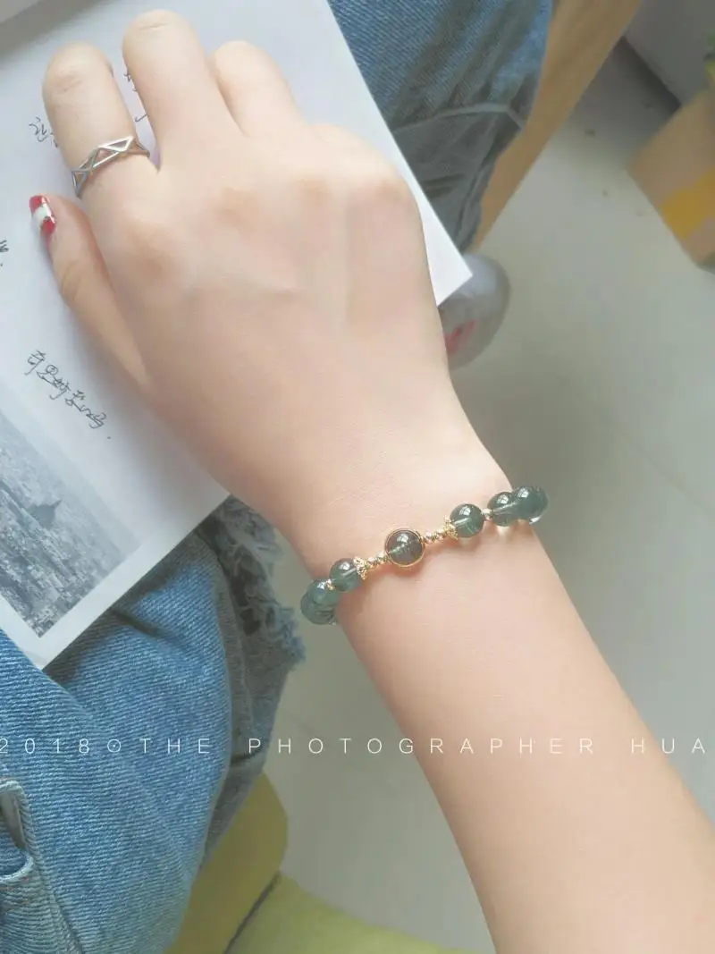 

Green Phantom Quartz" zhao zobo's Wealth Career Full of Green qian ceng sha Brazil Natural Lucky Crystal Bracelet Women's