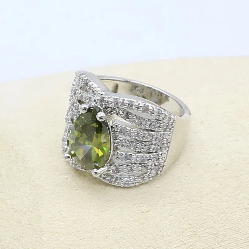 Green Peridot Zircon Silver 925 Jewelry Set Women Bracelet Earrings Necklace Pendant Ring Birthday Gift bridal jewelry sets,crystal jewelry sets,earring ring sets