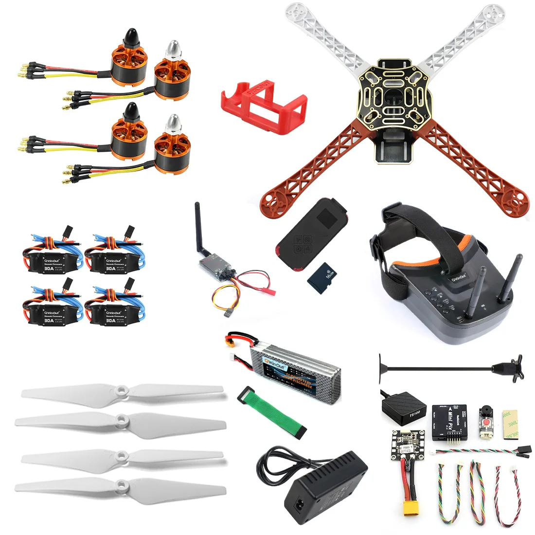 DIY RC Дрон комплект F450-V2 FPV Квадрокоптер с мини PIX мини gps Q6 4K широкоугольная экшн-камера FPV часы/FPV очки запчасти - Цвет: FPV Goggles version