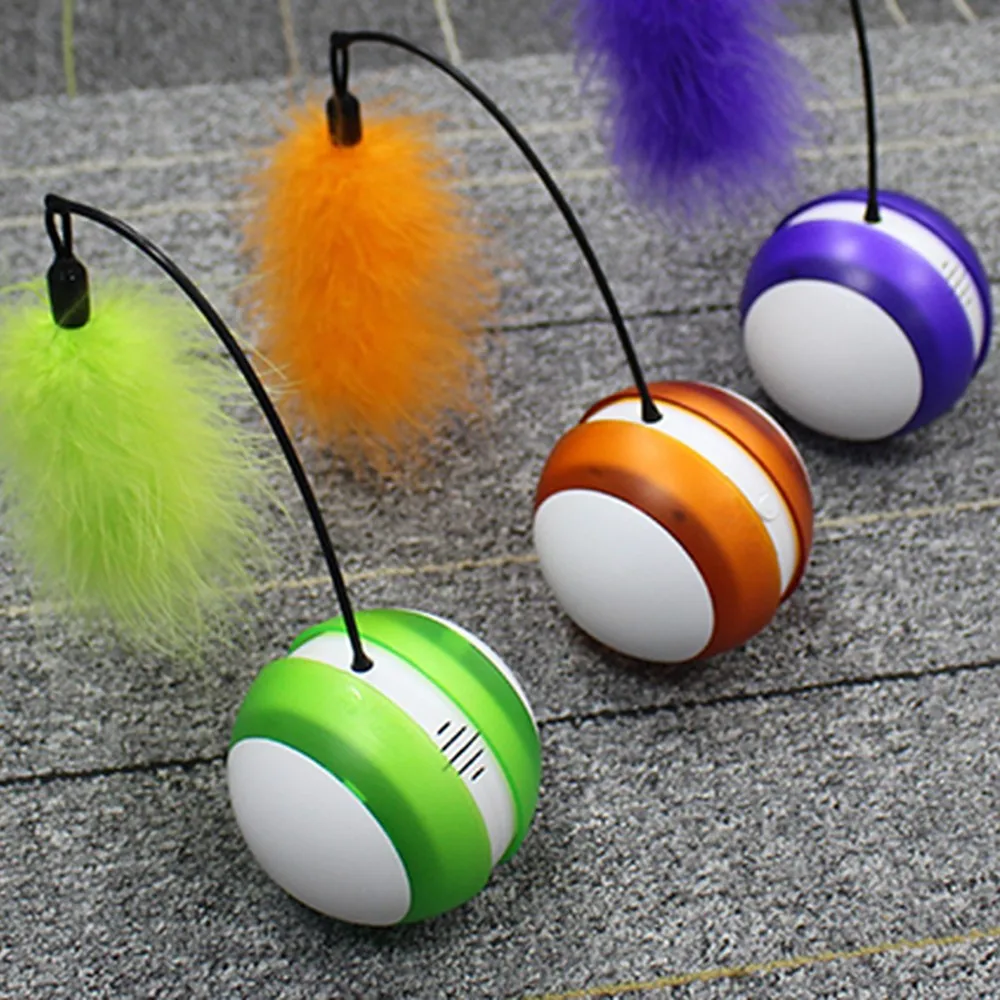 

LED Laser Cat Toy Ball Automatic Rolling Pet Ball for Dogs Cats Cat Ball Feather Flash Sound Two Modes Adjustable No Battery
