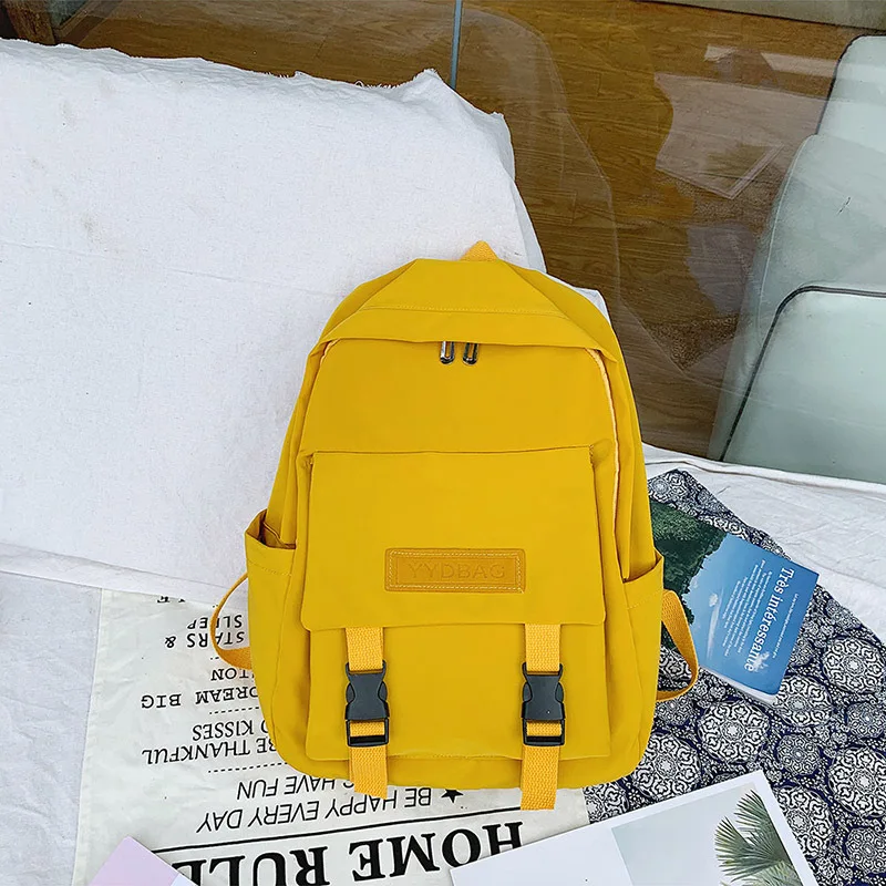 Женский рюкзак, школьный нейлоновый рюкзак на молнии, Повседневный, вместительный, для путешествий, унисекс, школьные сумки для подростков, рюкзак для девочек с отделением для ноутбука, для женщин - Цвет: Yellow