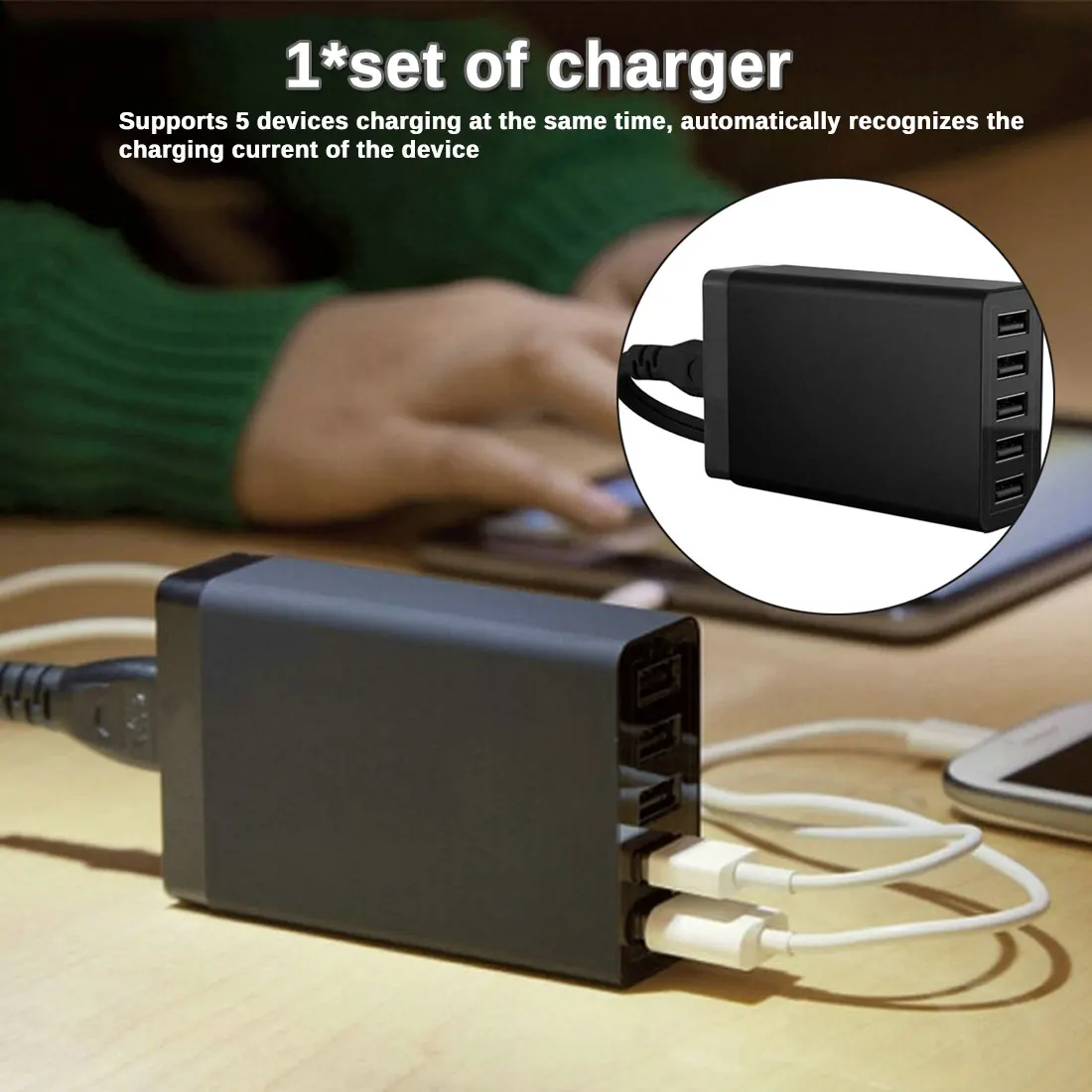 

5 Port Quick Charge BW-S7 QC3.0 Adapter USB Charger Smart Desktop Charger Mobile Phone Travel Charger For Smartphone