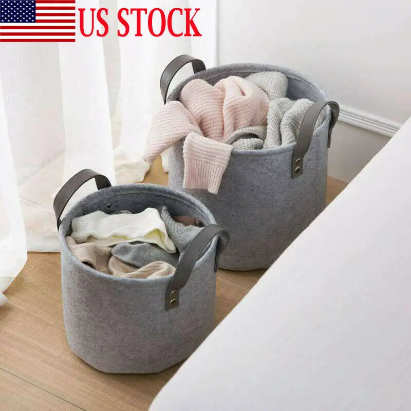 

Multi-Function Collapsible Large Storage Laundry Bin Hamper Grey Washing Clothes Folding Basket Felt Laundry Washing Storage Bag