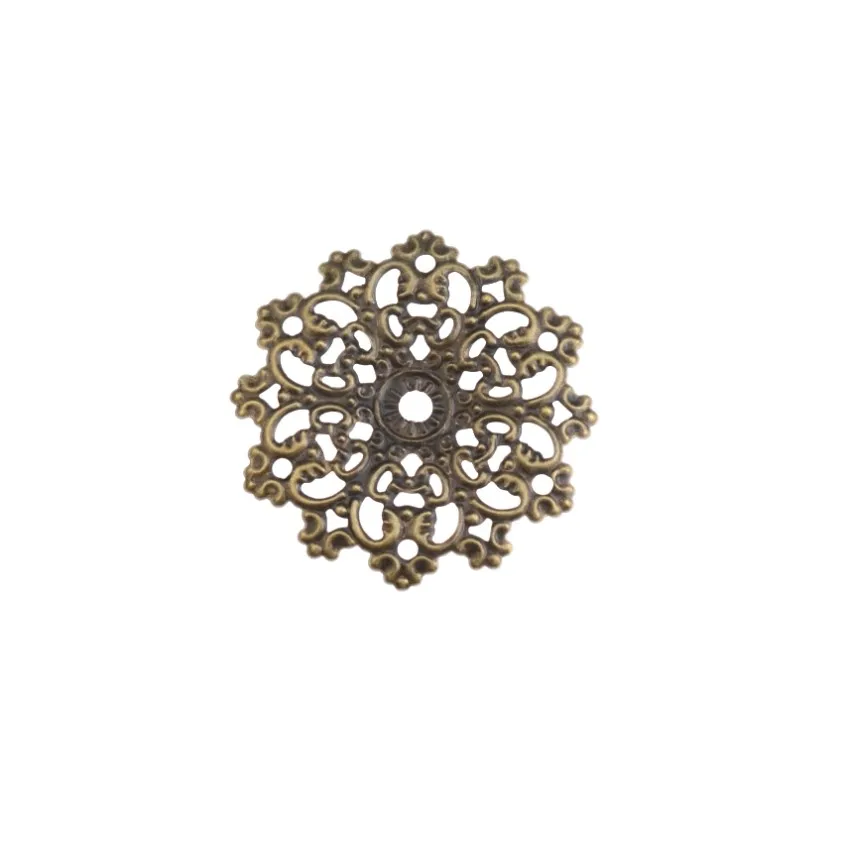 10Pcs Antique Bronze Filigree Flower Wraps Connectors Metal Crafts Decoration DIY Findings 4.7x4.7cm F0307