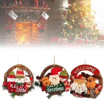 

1 Pcs Christmas "Merry Christmas" Wreath ,Door Hanging For Xmas Ornaments Decorations Front Door Holiday O1D5