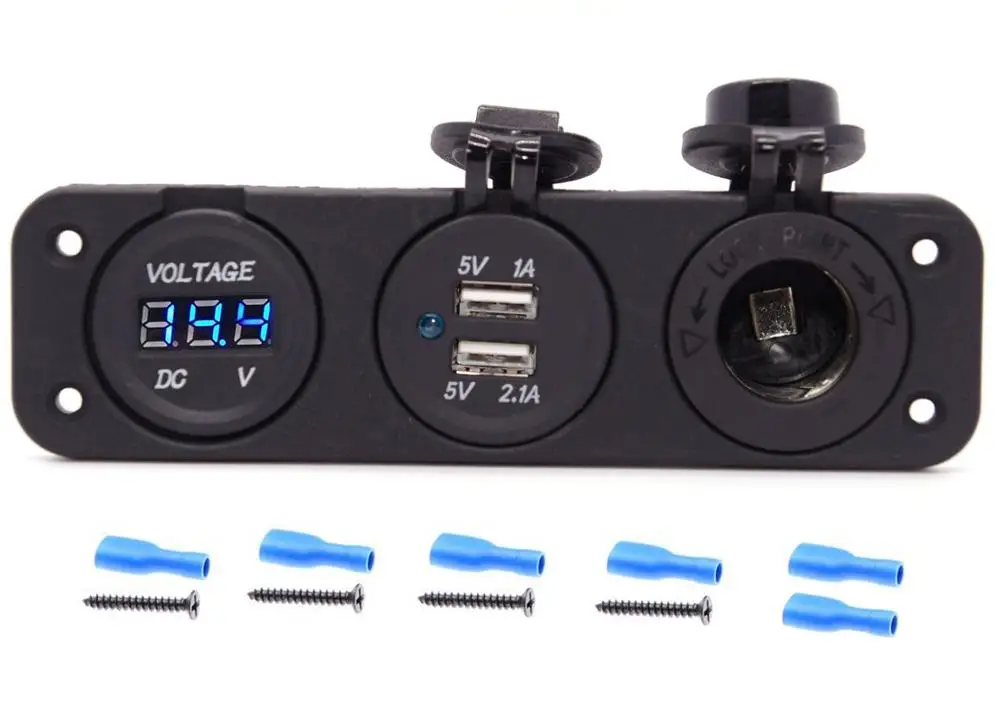 12В-24В тройное зарядное устройство с двойной функцией USB LED Выход вольтметра