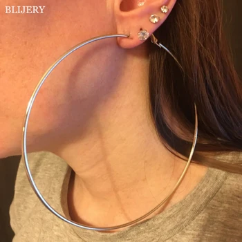 BLIJERY Exaggerated 12CM Oversized Hoop Earrings Basketball Brincos Smooth Big Circle Earrings for Women Punk Jewelry Oorbellen