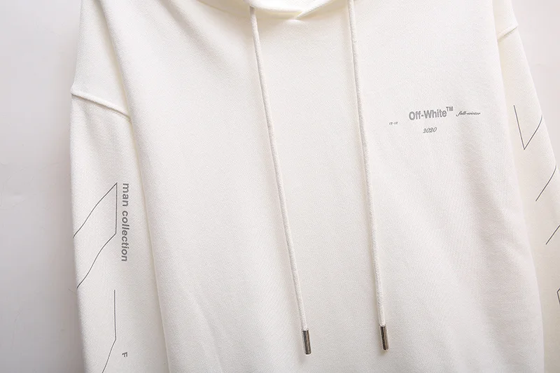 19ss Off-White OW sketch неполная стрела для мужчин и женщин для влюбленных Модная хлопковая Повседневная Толстовка с капюшоном свободная Куртка Пуловер
