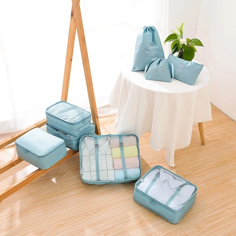 Storage Bag Travel Bags 8pcs Set Travel Organizer Storage Bags Suitcase Luggage Organizer Clothes Shoe Tidy Pouch Bag Portable Packing Set Storage Cases