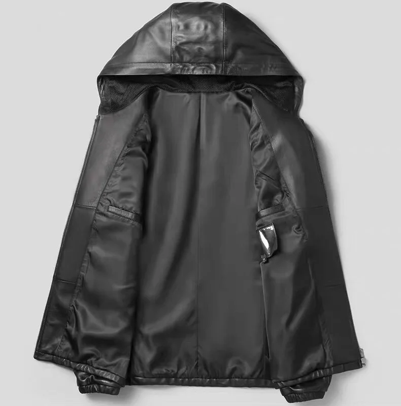 Pudi MT934 новые модные мужские куртки пальто с капюшоном короткие оригинальные жакеты из овечьей кожи Верхняя одежда из натуральной кожи