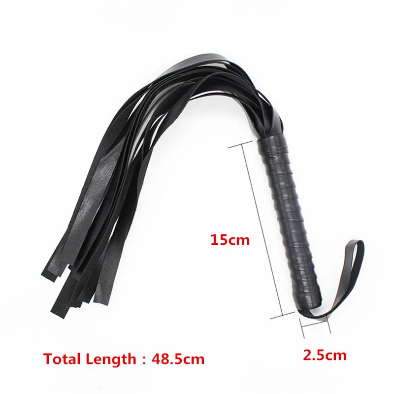 Massage Therapy Leather Whip Black Colour Length 48 cm Offers Sizes shown